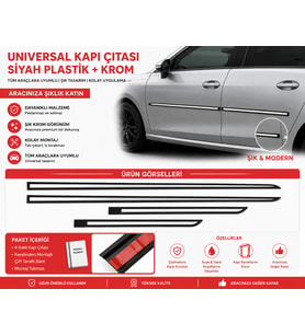 Universal Yan Kapı Koruma Çıtası Seti Plastik + Krom 4 Parça