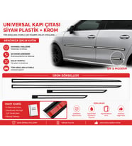 Universal Yan Kapı Koruma Çıtası Seti Plastik + Krom 4 Parça