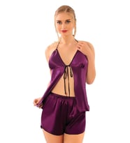 Sistina Bayan Mor Saten Babydoll Şortlu Takım 294
