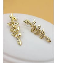 Baget Taş Geometrik Gold Küpe