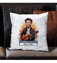 Kişiye Özel Hediye Karikatürlü En İyi Erkek Müzisyen Yastık