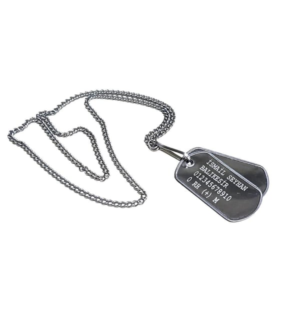 Orjinal Asker Künyesi - Lazer Kazıma - Army Dog tag (Gümüş)
