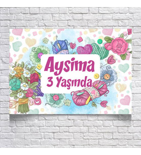 Çiçek Temalı Doğum Günü Afişi