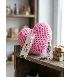 Mumelia Dokulu Kalp - Doğal Soya Blok Dekoratif Mum - Pembe