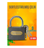 Çelik Asma Kilit 50 MM 3 anahtarlı Sonax Design