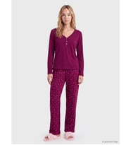 LCW DREAM Kırmızı V Yaka Baskılı Kadın Pijama Takımı