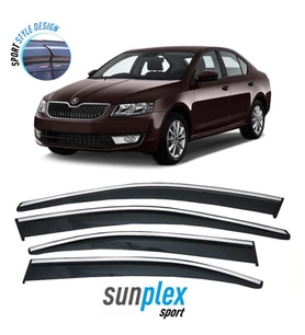 SKODA OCTAVIA 2013-2019 İçin Cam Rüzgarlığı (Kromlu) 4 Parça