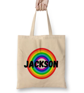 Jackson Name personalized Custom vintage Retro Rainbow Design Gift Baby-Gift For Him Bez Çanta Uzun Saplı