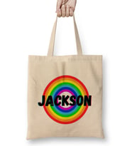 Jackson Name personalized Custom vintage Retro Rainbow Design Gift Baby-Gift For Him Bez Çanta Uzun Saplı