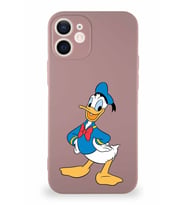 Apple iPhone 12 Mini Soft Premier Kapak Donald Duck-C Tasarımlı Silikon Kılıf - Pudra (Şeffaf)