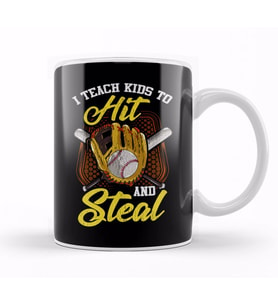 I Teach Kids To Hit And Steal Funny Baseball Coach Kupa Bardak Porselen