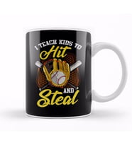 I Teach Kids To Hit And Steal Funny Baseball Coach Kupa Bardak Porselen