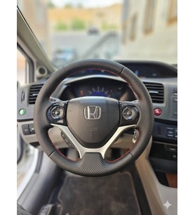 Honda Civic FB7 Araca Özel Direksiyon Kılıfı Nokta Karbon Kırmızı İp