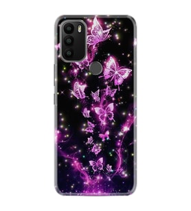 GM 21 Plus Kılıf HD Resim Baskılı Pembe Neon Kelebekler StKd -100