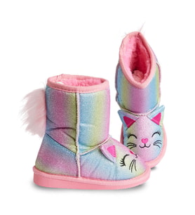 Kedi Renkli Simli Kız Çocuk Bot (Pembe)
