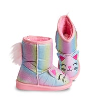 Kedi Renkli Simli Kız Çocuk Bot (Pembe)