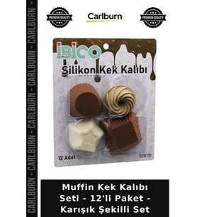 Özel Üretim Silikon Mutfak Tatlı Sunum Ev Muffin Kek Kalıbı Seti - 12'li Paket - Karışık Şekilli Set