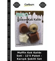 Özel Üretim Silikon Mutfak Tatlı Sunum Ev Muffin Kek Kalıbı Seti - 12'li Paket - Karışık Şekilli Set