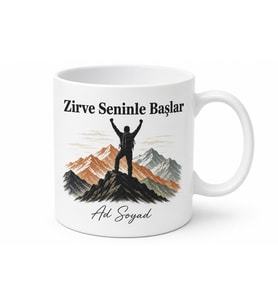 Dağcıya Başarı ve Adrenalin Kutlama Kupası Dağ Zirvesi Temalı Hediye Bardak