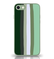 PrintiFy Apple iPhone 7 ile Uyumlu Kamera Korumalı Yeşil Gökkuşağı Desenli Cam Kapak Yeşil