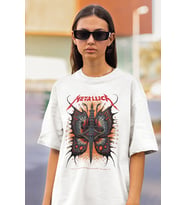 Tasarım Metallica Rock Metal Müzik Grubu Baskılı Unisex Oversize Tişört
