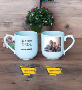 Dedeye Hediye Kupa Bardak Oval Fotoğraflı Doğum Günü Babalar Günü Hediyesi