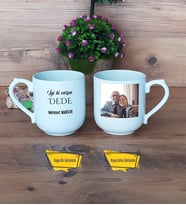 Dedeye Hediye Kupa Bardak Oval Fotoğraflı Doğum Günü Babalar Günü Hediyesi