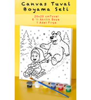 Eğlenceli Çocuk Boyama Seti - Tuval Boyama Seti 20x20 Çocuk Hobi Seti Akrilik Boyalı Ön Çizimli