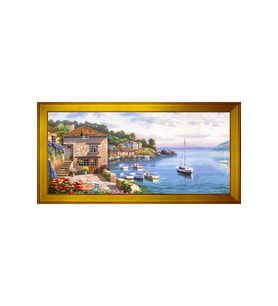 Manzara Temalı Kanvas Tablo 80 x 110 cm Gold Çerçeve