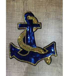 21X17 CM ÜTÜ İLE YAPIŞAN PAYETLİ DENİZCİ ÇAPA ARMA APLİKE