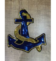 21X17 CM ÜTÜ İLE YAPIŞAN PAYETLİ DENİZCİ ÇAPA ARMA APLİKE