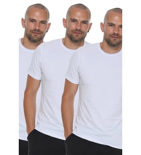 Dewberry Erkek Pamuklu Bisiklet Yaka Tişört 3'lü Set Beyaz-Beyaz-Beyaz T8569 Günlük Giyim, Seyahat Gardırobu