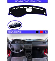 Honda Civic 1994-2000 İçin Uygun Torpido Koruma Halısı Siyah Kenar Renk Mavi