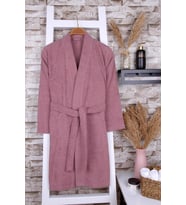%100 Pamuk Gül Kurusu Kadın Kimono Bornoz