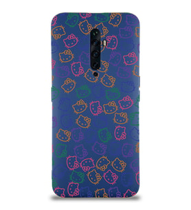 Oppo Reno 2z Uyumlu Lansman Kılıf Hello Kitty Tasarımlı İçi Kadife Kapak-Lacivert (Şeffaf)
