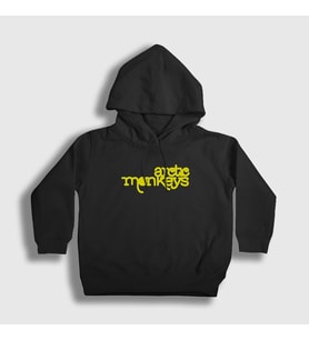 Presmono Unisex Çocuk Siyah Five Arctic Monkeys Kapüşonlu Sweatshirt 13493tt
