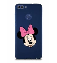 Huawei P Smart Soft Premier Kapak Minnie Mouse-C Tasarımlı Silikon Kılıf - Lacivert (Şeffaf)