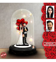 Kişiye özel Sevgili Hediye,sevgililer günü Karikatür Hediyesi, Karikatür hediye, Dekoratif Karikatür ışıklı Fanus , Sevgililer günü Hediyesi FN261
