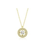 Gümüş Gold Minimal Yuvarlak Tektaş Kadın Kolye CSR2184149