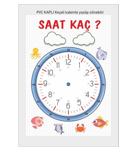 Yaz Sil Saat Kaç Materyali Çocuk Saat Öğrenme A4 Pvc Kaplı