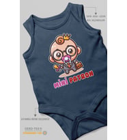 Mini Patron v2 Baskılı Bebek Zıbını – Çıtçıtlı Body  %100 Pamuk Sıfır Kol (Lacivert)