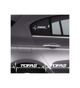 Tofaş Şahin İçin Uyumlu Aksesuar Oto Ritim Sticker 2 Adet Beyaz 20*9 Cm