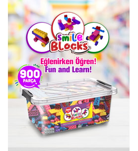 Smile Blocks  Lego 900 Parça Plastik Kutulu Mikro Blok