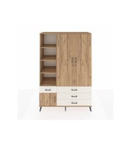 Hyperion Dolap 5 Raflı 4 Çekmeceli Tek Askılı 132x44x195 Çam-Çam/Aytaşı