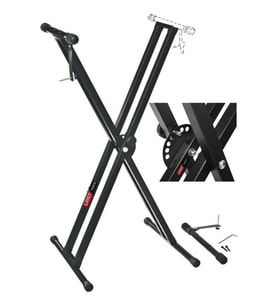 Lastvoice Ks-04D Çift Profilli 7 Kademeli Üst Segment Org Sehpası Standı Ayağı (Sabitleme Kayışlı)
