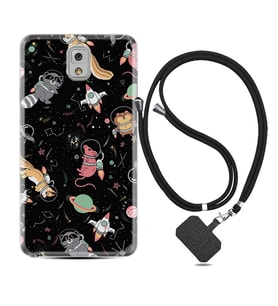 Samsung Note 3 4 5 8 9 20 Ultra 10 Lite Kılıf Boyun Askılı Silikon Planet Animals 1771