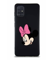 Samsung Galaxy A51 Soft Premier Kapak Minnie Mouse-B Tasarımlı Silikon Kılıf - Siyah (Şeffaf)