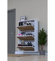 Eliusta Farel 72 cm Genişlik 3 Kapaklı Ayakkabılık 72x114x26 cm  Meşe Renk Kapı Önü/Antre Ayakkabılık
