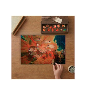 Okyanusta Turuncu Balıklar Tasarımı 240 parça Ahşap Puzzle Ahşap Kutuda MP09256