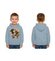 Unisex Brainrot Baskılı Çocuk Swaetshirt Kapüşonlu 3 İplik Şardonlu (Mavi)